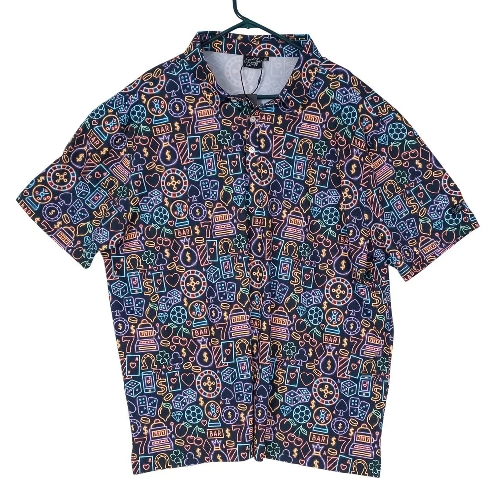 Sunday Swagger Polo Shirt Mens 4XL Casino Vegas Gamblers Golf All over Print - Picture 3 of 12